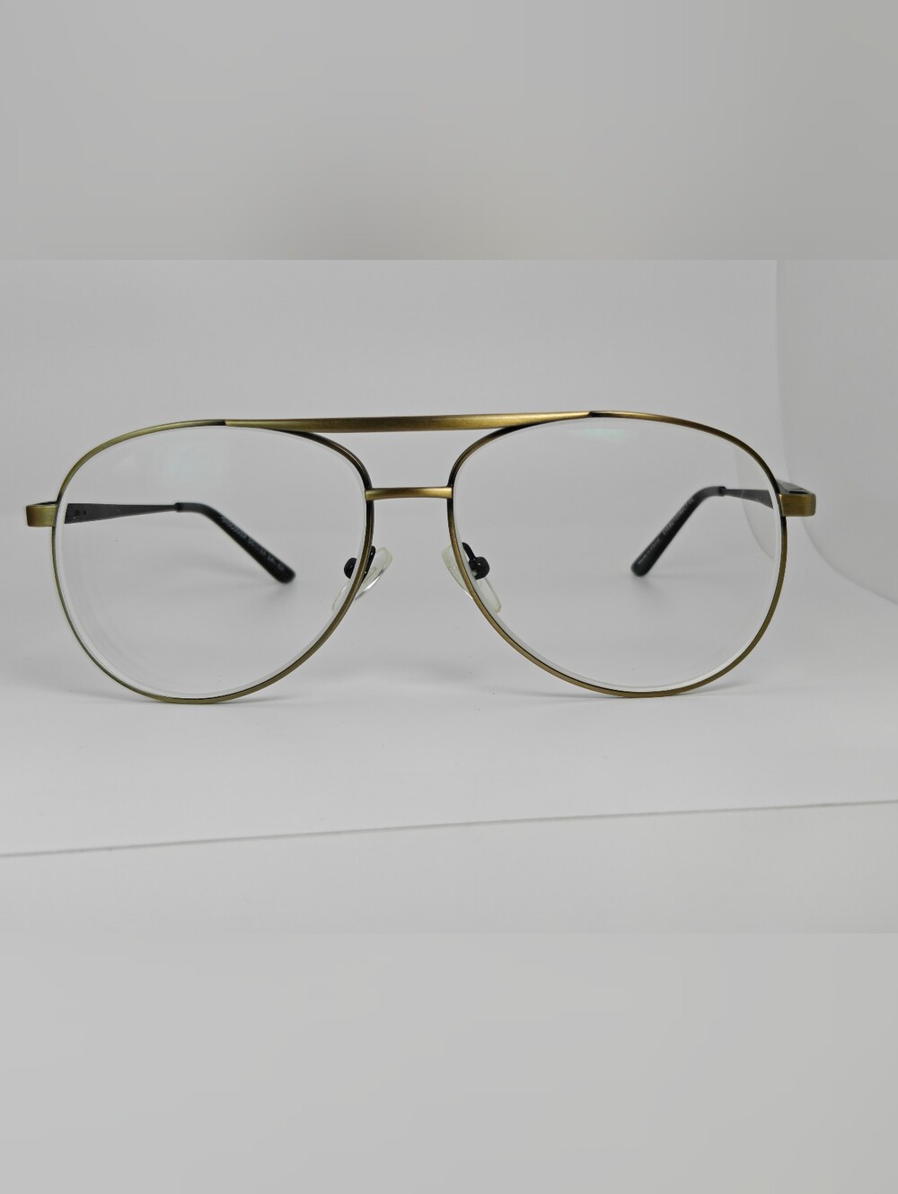 Discover. Bronze Gold Aviator-Style Glasses Frame. Black Gradient Eyewire.
